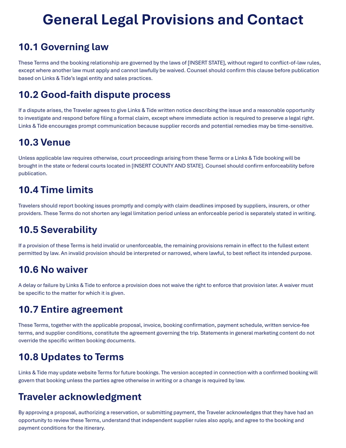 Terms and Conditions page 10 of 10